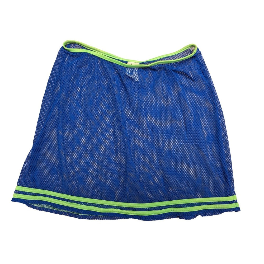 Vintage Y2K VM Sport by Via Marina Blue Mesh Mini Skirt Neon Rave 90s Festival